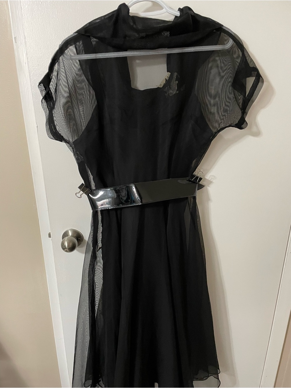 Vintage Black Midi Dress with Cream Floral Appliqués 2 Pieces Size Small - Picture 7 of 14